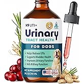 K9 UTI+ All-Natural Urinary Tract for Dogs, UTI, Bladder, Kidney and Incontinence Support, Dog UTI Treatment with Cranberry and D-Mannose, Easy-to-Use Drops for All Ages and Breeds, 2 fl oz