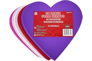 KINREX Valentine's Day Foam Hearts – Multicolor Large Foam Heart Shapes for Girlfriend, Boyfriend, Kids & Adults – Valentine Decor Creative Heart Cut-Outs - 6" - 20 Pieces