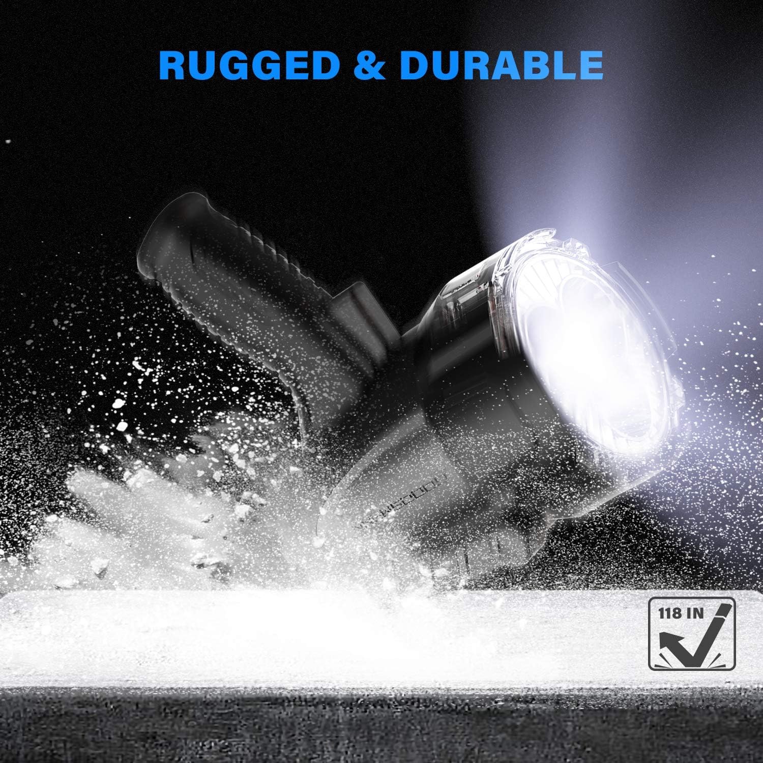 GOODSMANN Spotlight 6000 Lumen Boat Spotlight Waterproof Rechargeable Marine Spotlight LED Hunting Spotlight with Detachable Red Light Filter, EVA Carrying Case 9903-C102-01 - - 