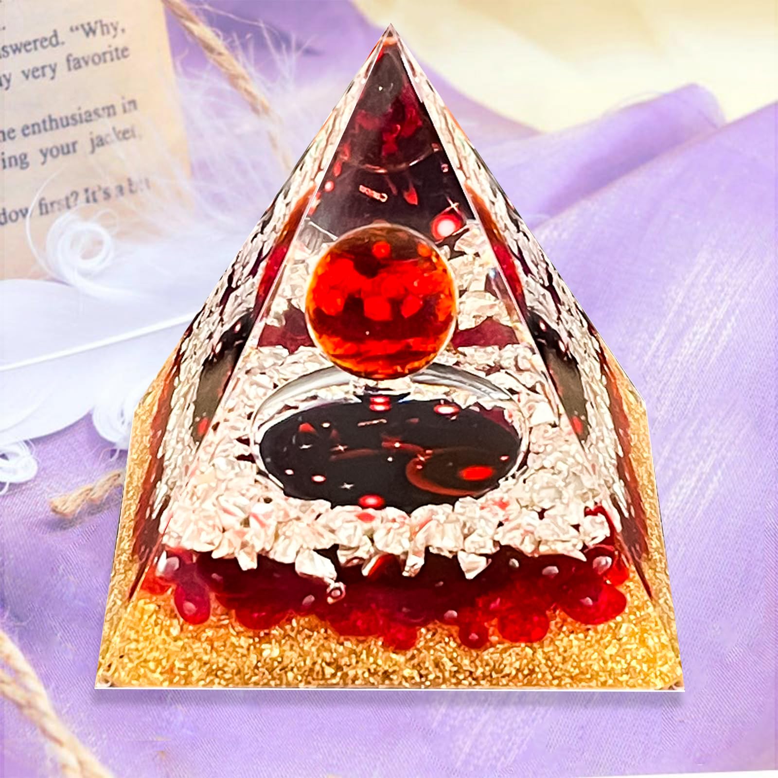 Crystal Pyramid,Zodiac Orgone Pyramid, Healing Crystal, Postive Energy Crystal Healing for Yoga, Meditation, Stress Reduce (Can-CER)