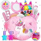 ULOVEME Kids Real Makeup Kit for Little Girls - Real, Non Toxic, Washable Make Up Toy - Umicorn Toys Gift for 3 4 5 6 7 8 9 10 12 Years Old Girls Birthday (Heart Shaped Pink Purse)