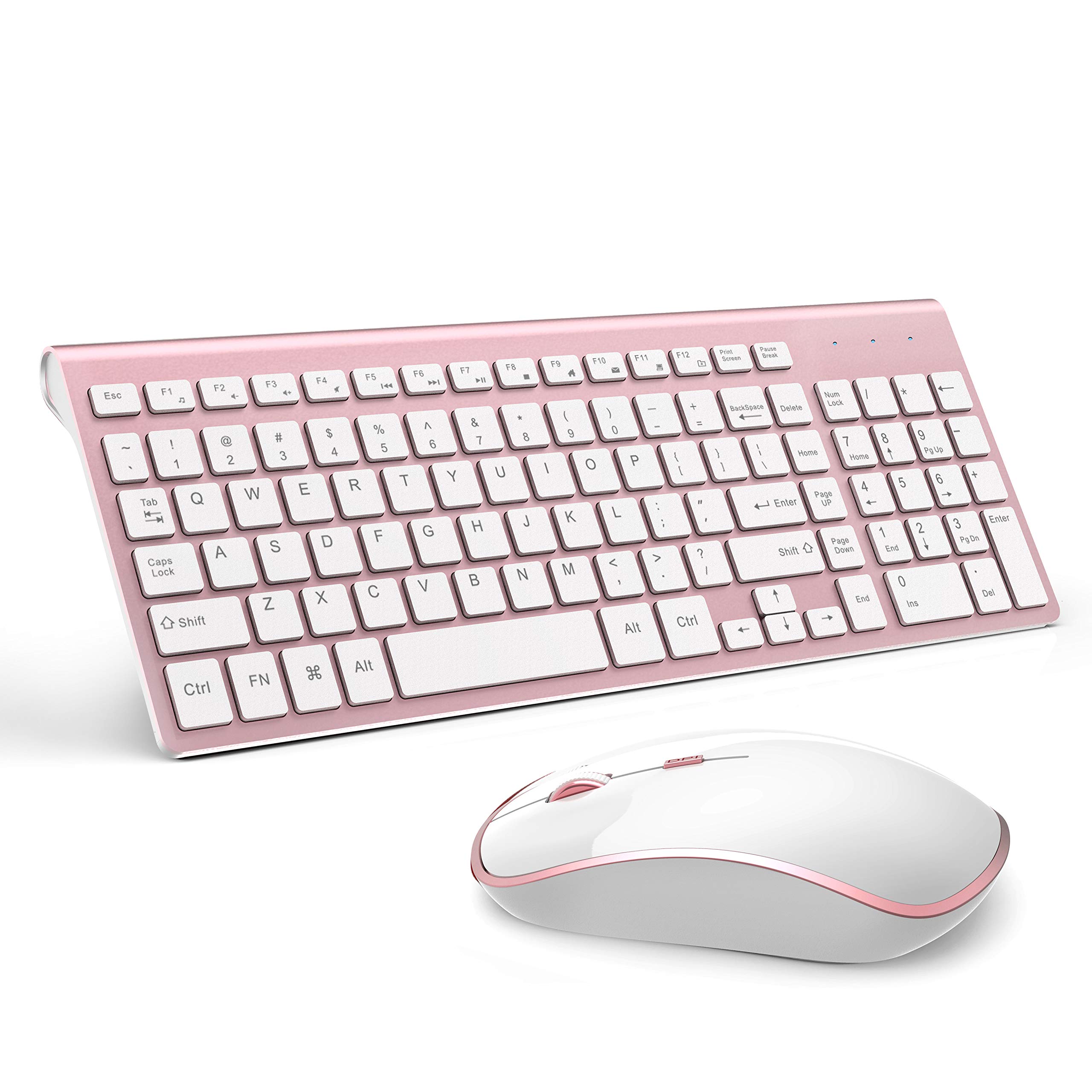 Wireless Keyboard Mouse, JOYACCESS 2.4G Compact and Full Size Wirelss Keyboard and Mouse for PC, Laptop,Tablet,Computer Windows-Rose Gold