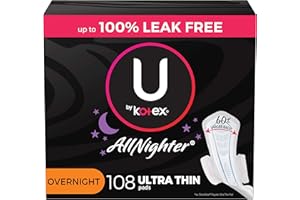 U by Kotex AllNighter Ultra Thin Overnight Pads with Wings, 108 Count (3 Packs of 36)