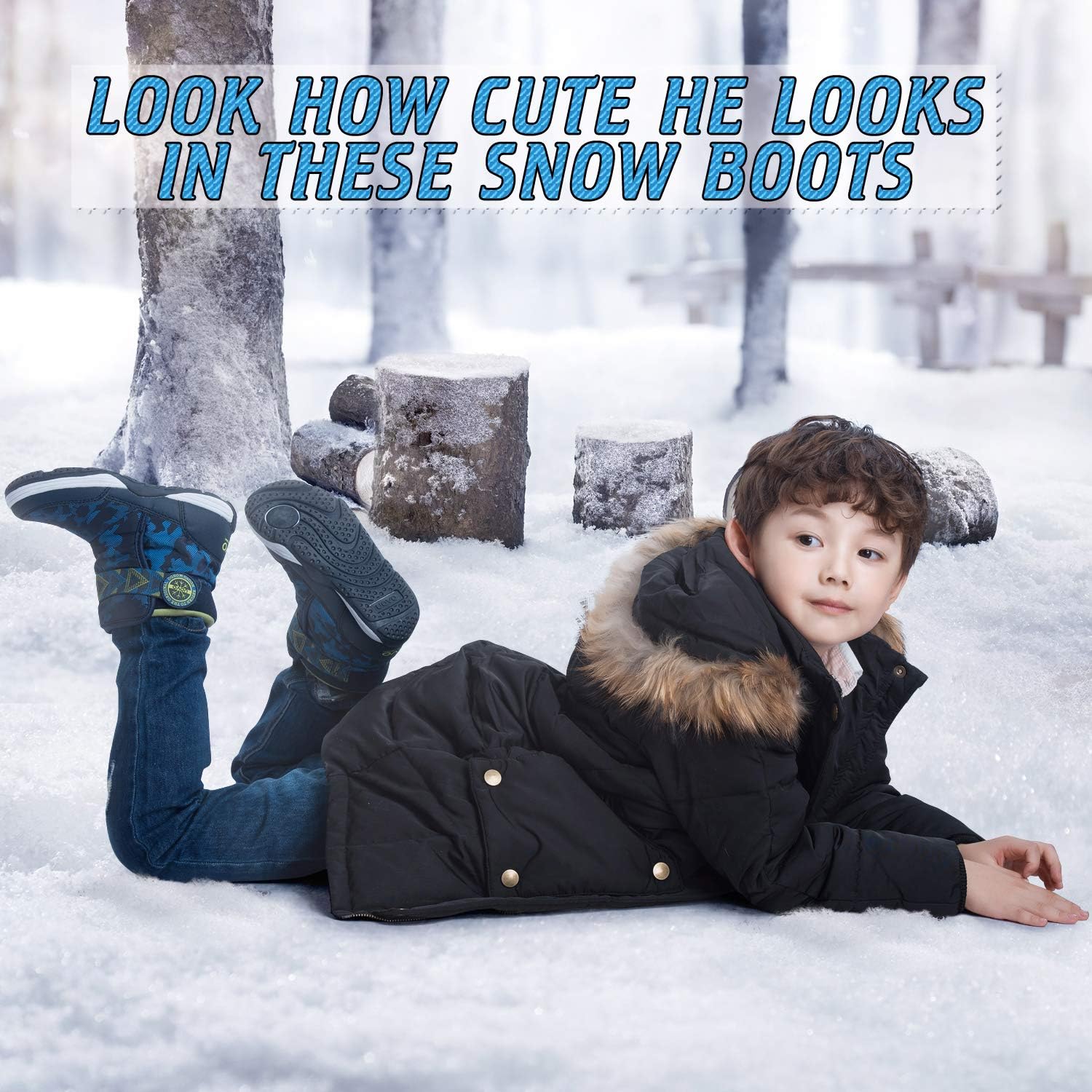  | Boys Snow Boots Boys Winter Boots for Kids Waterproof Winter Snow Boots for Boys Warm Fur Lined Slip Resistant Outdoor (Toddler/Little Boys) | Snow Boots