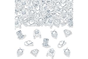 kreat4joy Denim and Diamonds Party Decoration Confetti - 200pcs Western Cowgirl Table Confetti Double-Sided Printing 5 Types 