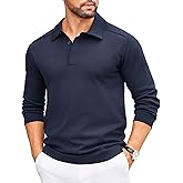 COOFANDY Mens Knit Polo Sweater Long Sleeve Polo Collared Sweaters Hidden Button Casual Pullover Sweater