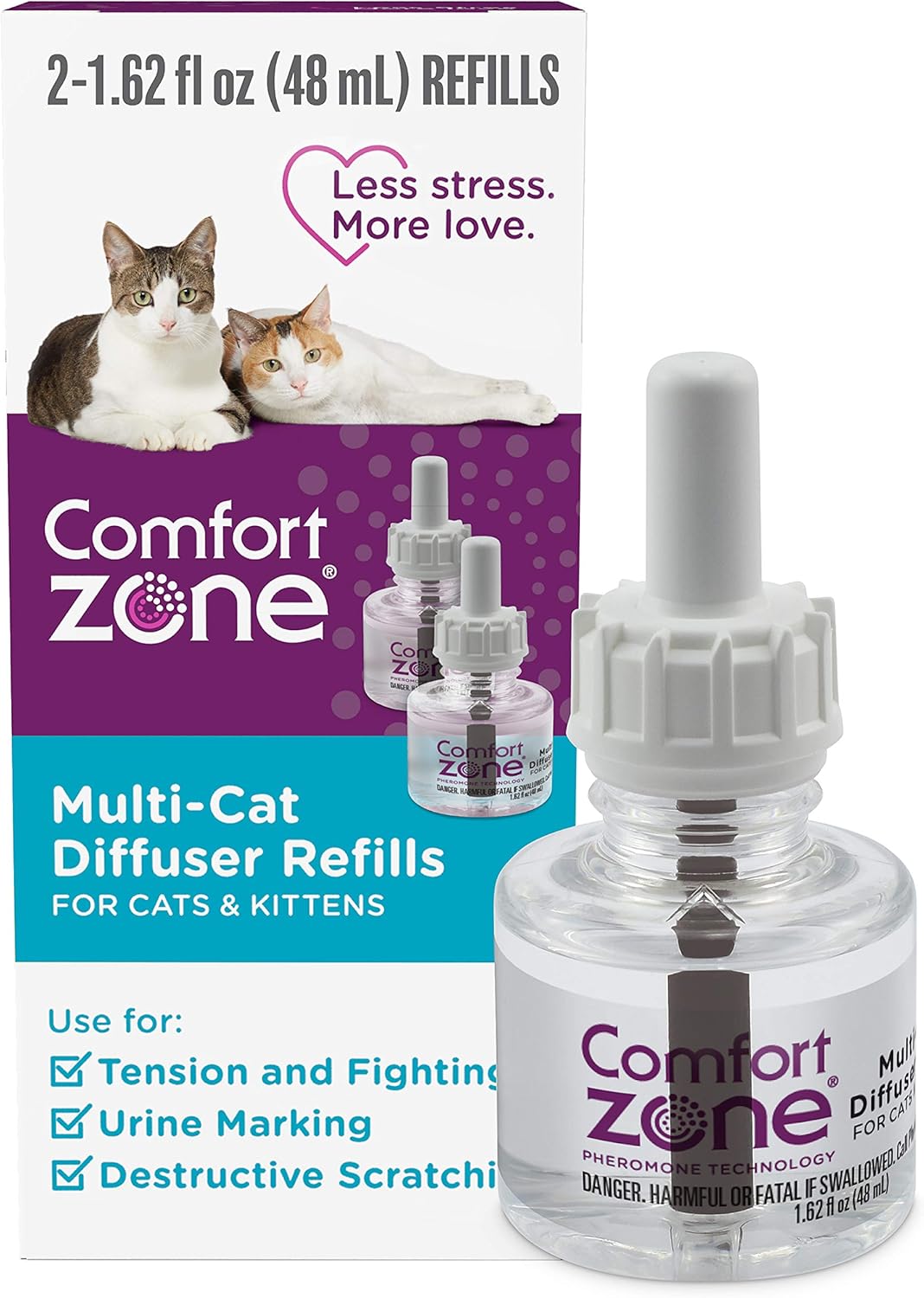 Comfort Zone Multicat Calming Diffuser Refill, 48 ml-2 Pack, 60 Day Use : Pet Supplies