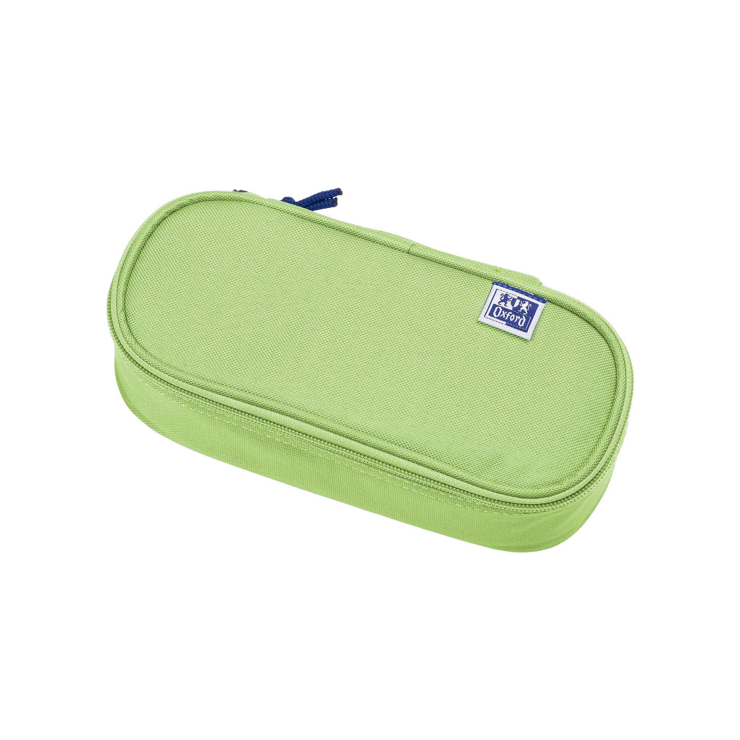 Oxford Girls Boys Oval Pencil Case with Pen Holder Durable Light Green