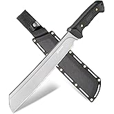 NedFoss 16" Survival Machete with Sheath, D2 Steel 0.22" Thick Full Tang Blade Machete Knife with Flat Grinding, Machete for Cutting Trees, for Yard Work, Clearing Brush with TPE Handle