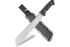 NedFoss 16" Survival Machete with Sheath, D2 Steel 0.22" Thick Full Tang Blade Machete Knife with Flat Grinding, Machete for Cutting Trees, for Yard Work, Clearing Brush with TPE Handle