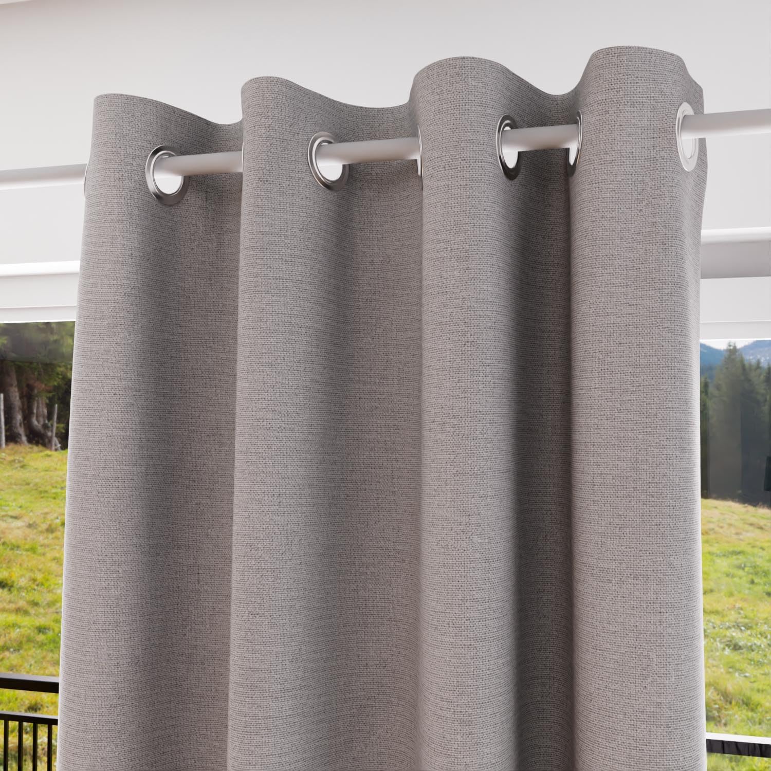 Soleil d'ocre Eclipse Blackout Curtain, Polyester, Grey, 140 x 180 cm