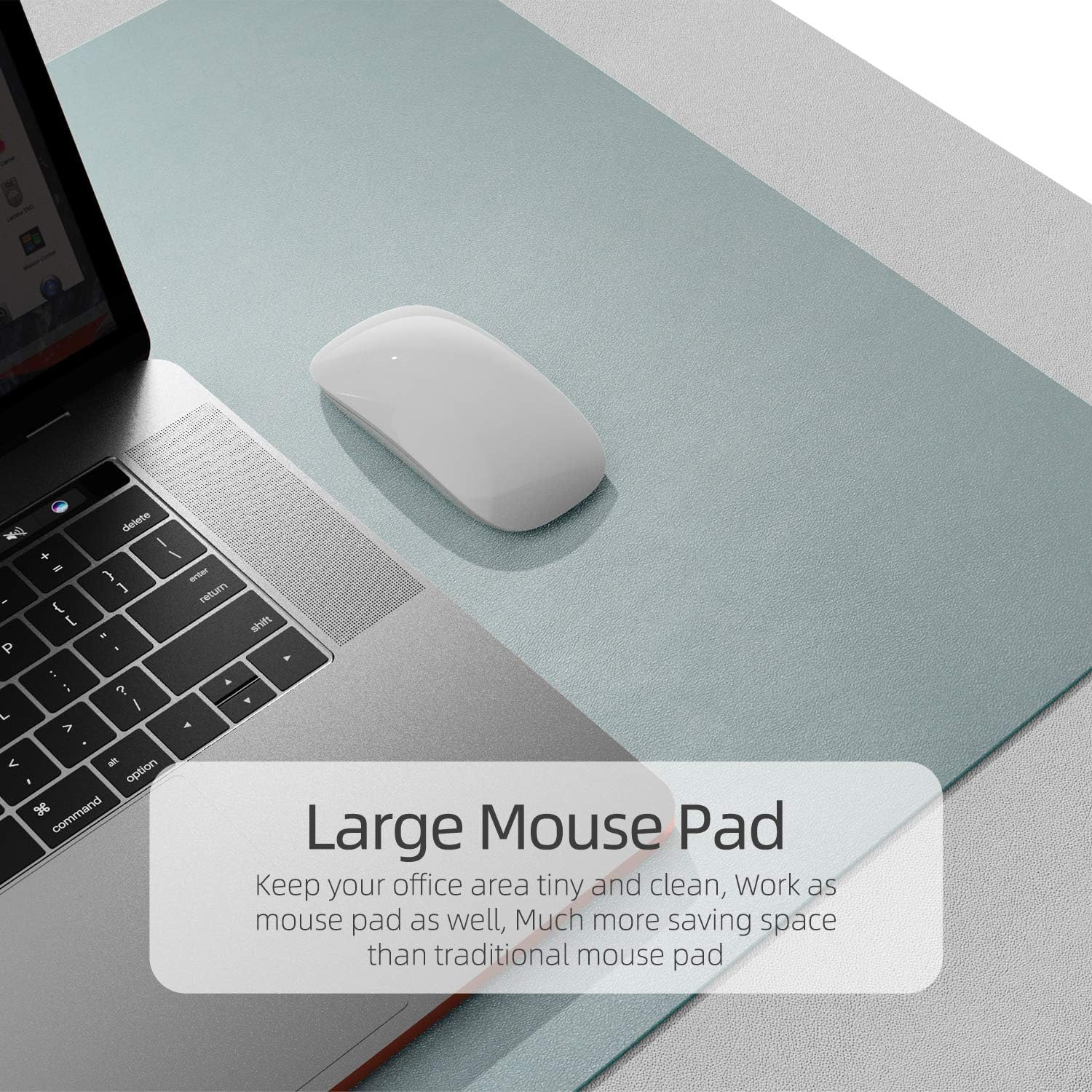YSAGi Multifunctional Office Desk Pad, Ultra Thin Waterproof PU Leather Mouse Pad, Dual Use Desk Writing Mat for Office/Home (23.6" x 13.7", Glaucous Green+Orange) : Office Products