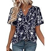 Zeagoo Womens Tops Short Sleeve V Neck Tee Shirts Cute Dressy Casual Clothing Business Work Blouse