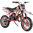 D-GROEE 49cc Kids Dirt Bike, 2-Stroke Gas Power Dirt Bike, Off Road Gas Pocket Bike, Mini Dirt Bike for Kids, Motorcycle with Front Rear Disc Brakes,Racing Max Speed 40KM/H (Red)