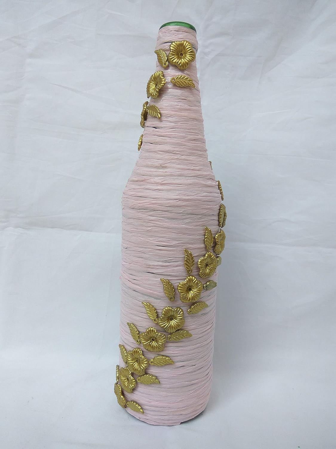 Buy Pink Crush Paper Deisgner Glass Vase With Circular Gold Mirror