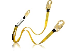 KwikSafety - Charlotte, NC - TAIPAN 6’ Double Leg Flat Safety Lanyard [1 PACK] External Shock Absorber ANSI Tested OSHA Compliant Fall Restraint Protection Equipment Construction PPE Roofing Gear