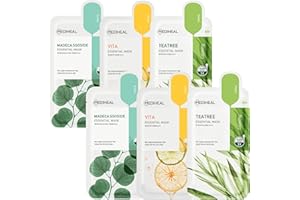 Mediheal Sheet Mask Essential HERO 6 pack (Tea Tree, Madecassoside, Vita)| Korean Skincare Facial Sheet Mask Combo Moisturizing, Soothing and for Blemishes