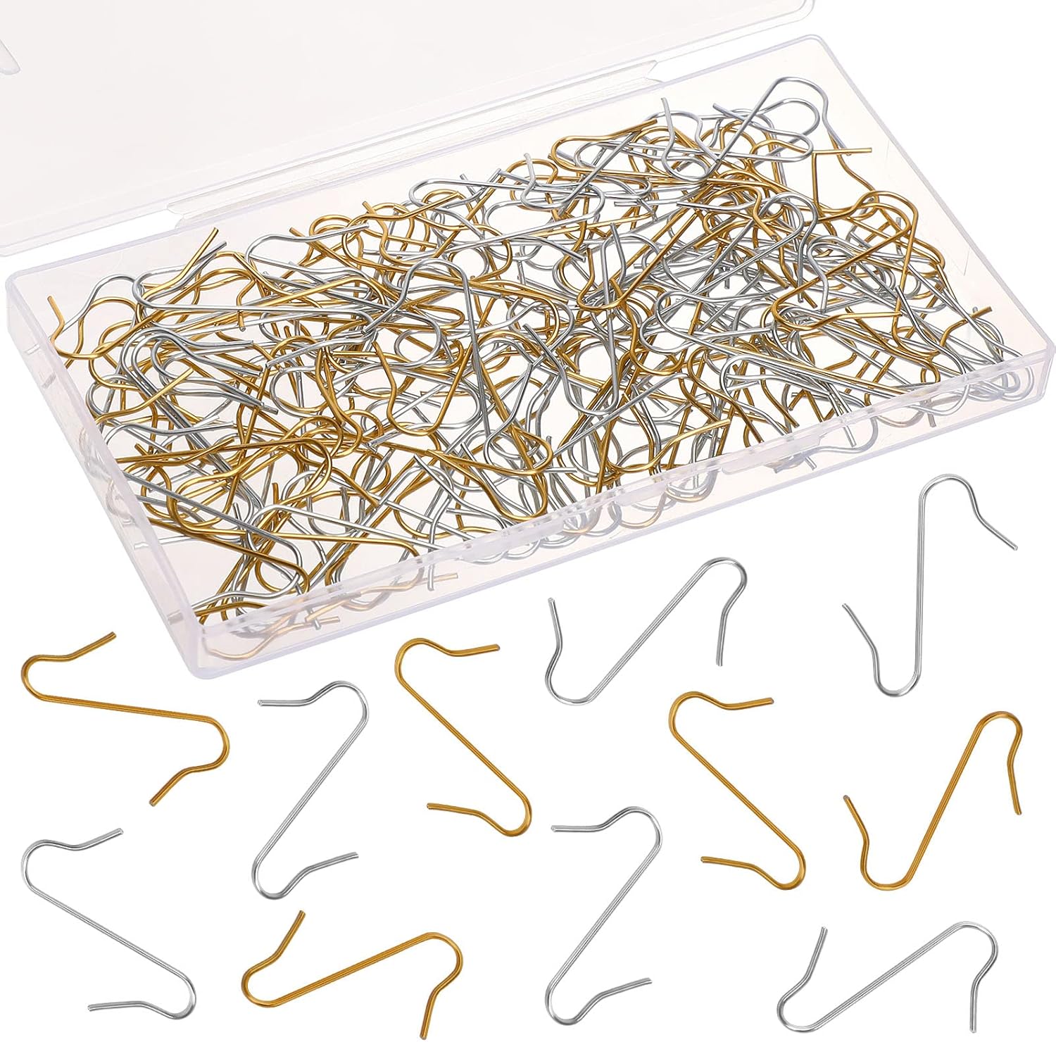 Ornament Hooks - FEBSNOW 120Pcs Christmas Ornament Hooks Christmas S-Shaped Hooks for Ornaments Metal Wire Hooks with Storage Box Ornament Hangers for Xmas Tree Festival Decoration (Gold and Silver)
