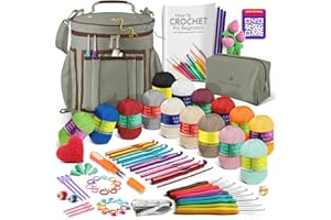 HEARTH & HARBOR Crochet Kit for Beginners Adults and Kids - Beginner Crochet Kit for Adults with Step-by-Step Video Tutorials, Amigurumi and Crocheting Kit, Crochet Starter Kit with Soft Crochet Yarn and Crochet Bag