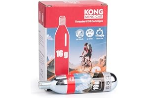 KONG MING CAR 16g / 25g Threaded CO2 Cartridges - CO2 Cylinder for Bike Tire Inflators - Great Refill for Mountain or Road Bikes Tires