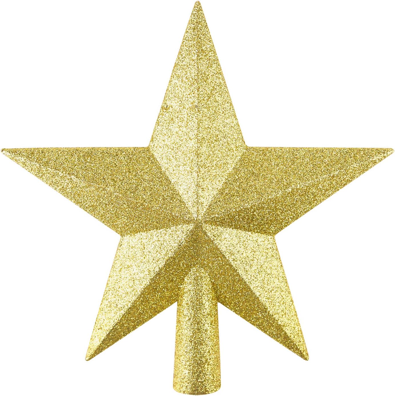 Tree Toppers - FEPITO 4.3 Inches Glitter Star Mini Christmas Tree Topper Shatter-Proof Small Christmas Tree Decoration Treetop for Holiday Ornament or Home Décor