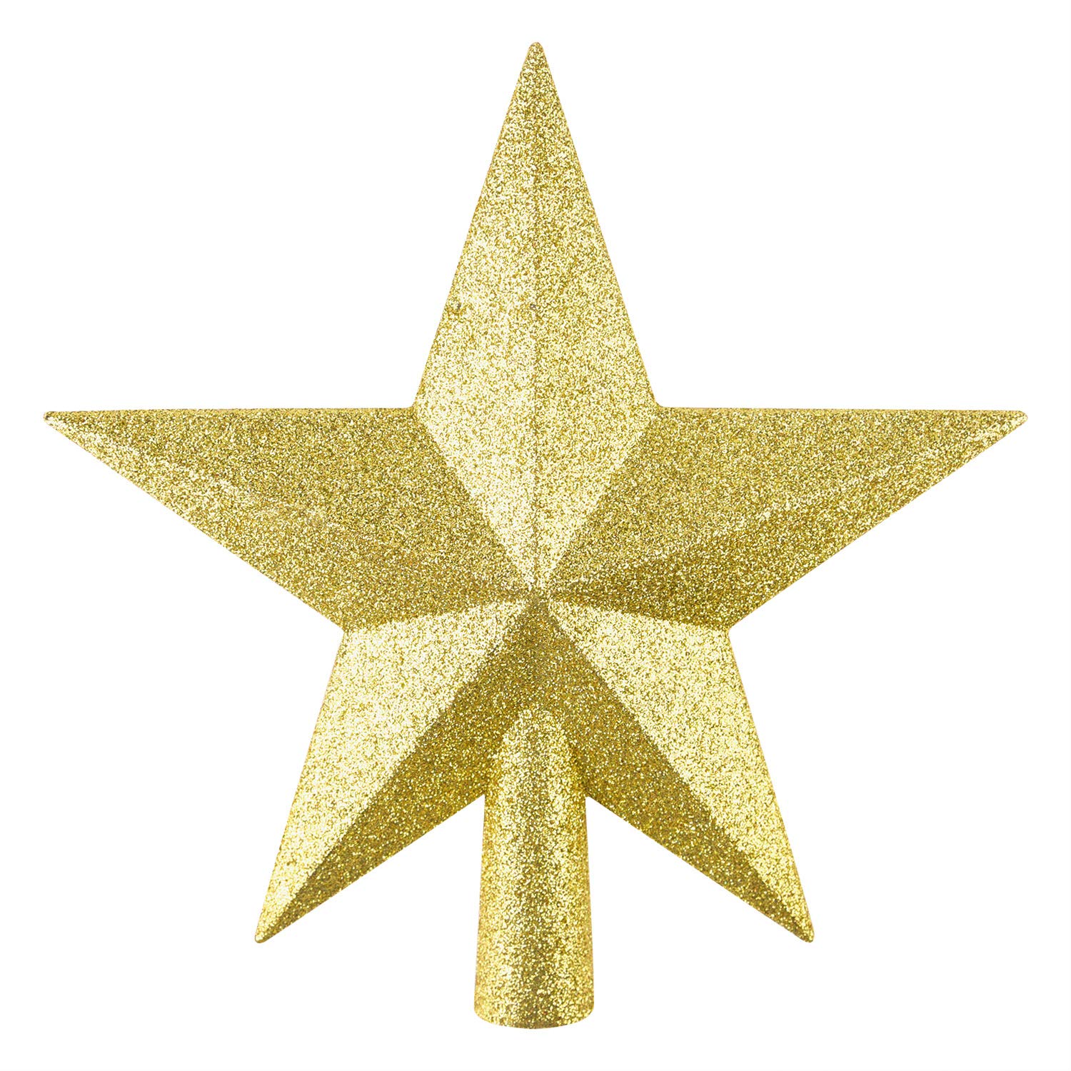 FEPITO 4.3 Inches Glitter Star Mini Christmas Tree Topper Shatter-Proof Small Christmas Tree Decoration Treetop for Holiday Ornament or Home Décor