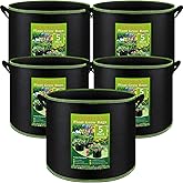 NACHLYNN 5-Pack 10 Gallon Grow Bags with Handles Thickened Nonwoven Fabric Pots Heavy Duty Aeration Fabric Pots Plant or Fruits Flowers Plant