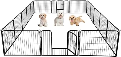 costoffs Extra Large Pet Playpen 16 Panels 60cm High Black Metal Fence