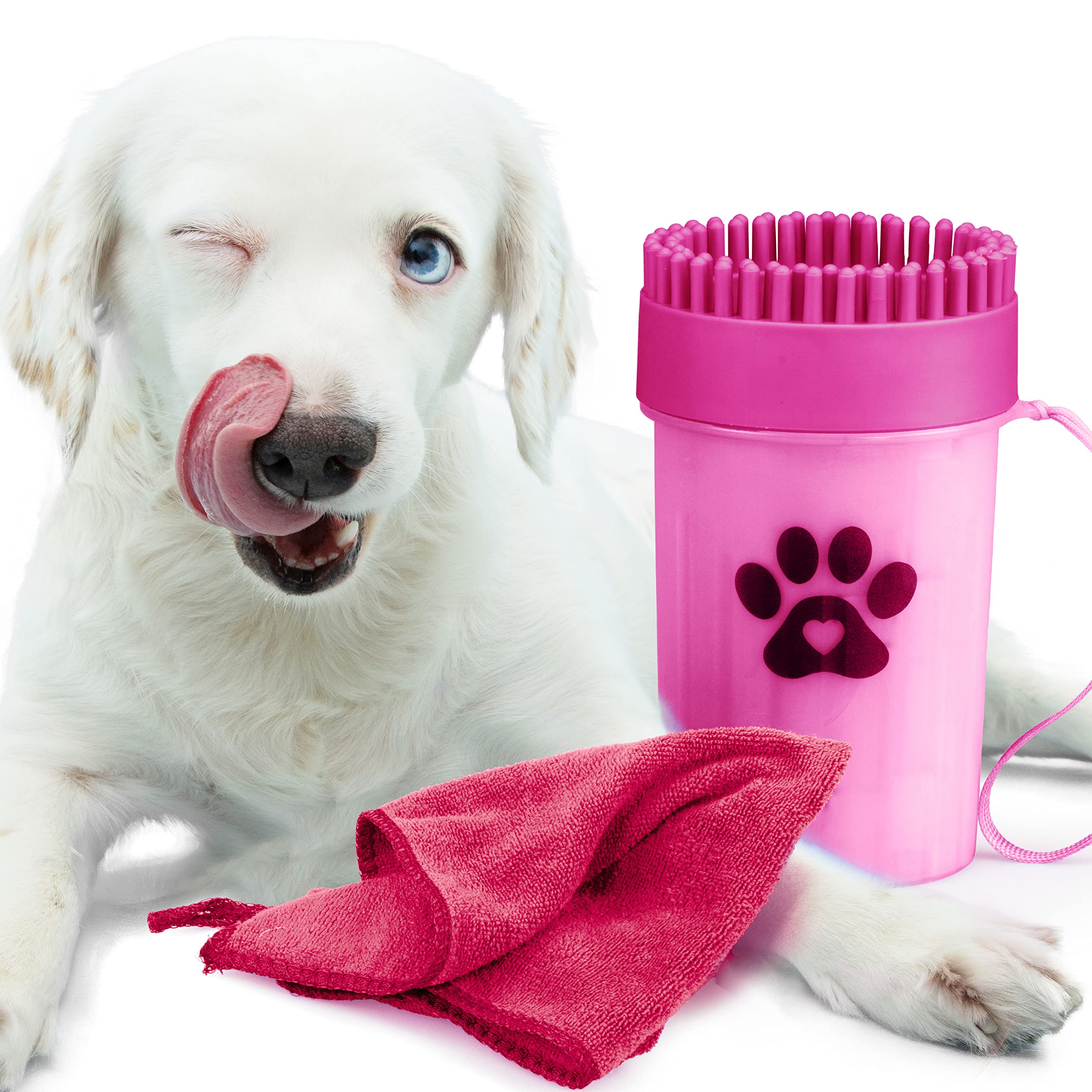 Afzonos Dog Accessories, Dog Paws Washer, Medium and Small Dog Paws Cleaning Products for Our Four-legged Friends, Dog Accessories, Dog Brush (Pink)