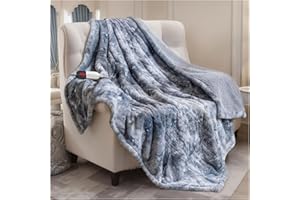 ceamorfco Heated Blanket Electric Throw, 50X60 Electric Blanket Heating with 6 Heating Levels & 4 Hours Auto Off Fast Heating Over Warm Cozy Plush Throw for Couch Home Office，ETL Certified