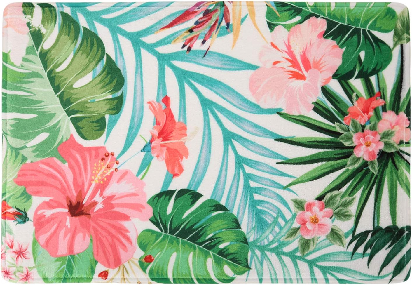 LIVILAN Tropical Leaves Bathroom Rugs,Floral Bathroom Mat, Non Slip Ultra Soft and Water Absorbent Bathroom mats, Memory Foam Bathroom Rug, 24 x 16 Inches, Machine Washable Quick Dry