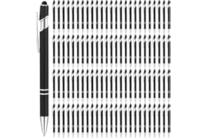 100 Pack Black Ballpoint Pen with Stylus Tip, 2-in-1 Stylus Pen for Touch Screens, Retractable Metal Pen, 1.0 mm Black Ink Sm