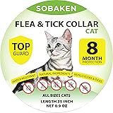 SOBAKEN Flea Collar for Cats, Flea and Tick Prevention for Cats, Natural Cat Flea Collar, One Size Fits All, 13 inch 8 Month 