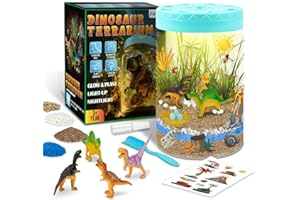 AluAbi Light Up Dinosaur Terrarium Kit for Kids,Educational Science Kits,Gardening Kits Science Activities for Boys & Girls,DIY Creative Dinosaur Toys,Arts and Crafts Kit Gifts for Ages 4 5 6 7 8-12