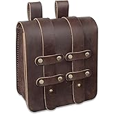 DK86 Medieval Leather Belt Pouch Renaissance Costume Accessories LARP Waist Bag Fanny Pack, Large Coffee (New)