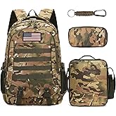 CGYCSY Camo Backpack for Boys backpack for 19'' Students Bookbag for Boy Bookbag and Lunch Box Pencil Case 3 in 1 Set School Bags Children Kids Teens Elementary Middle High School Outdoor Camping