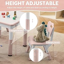 Adjustable Kids Table & Chairs Set for Ages 3-8