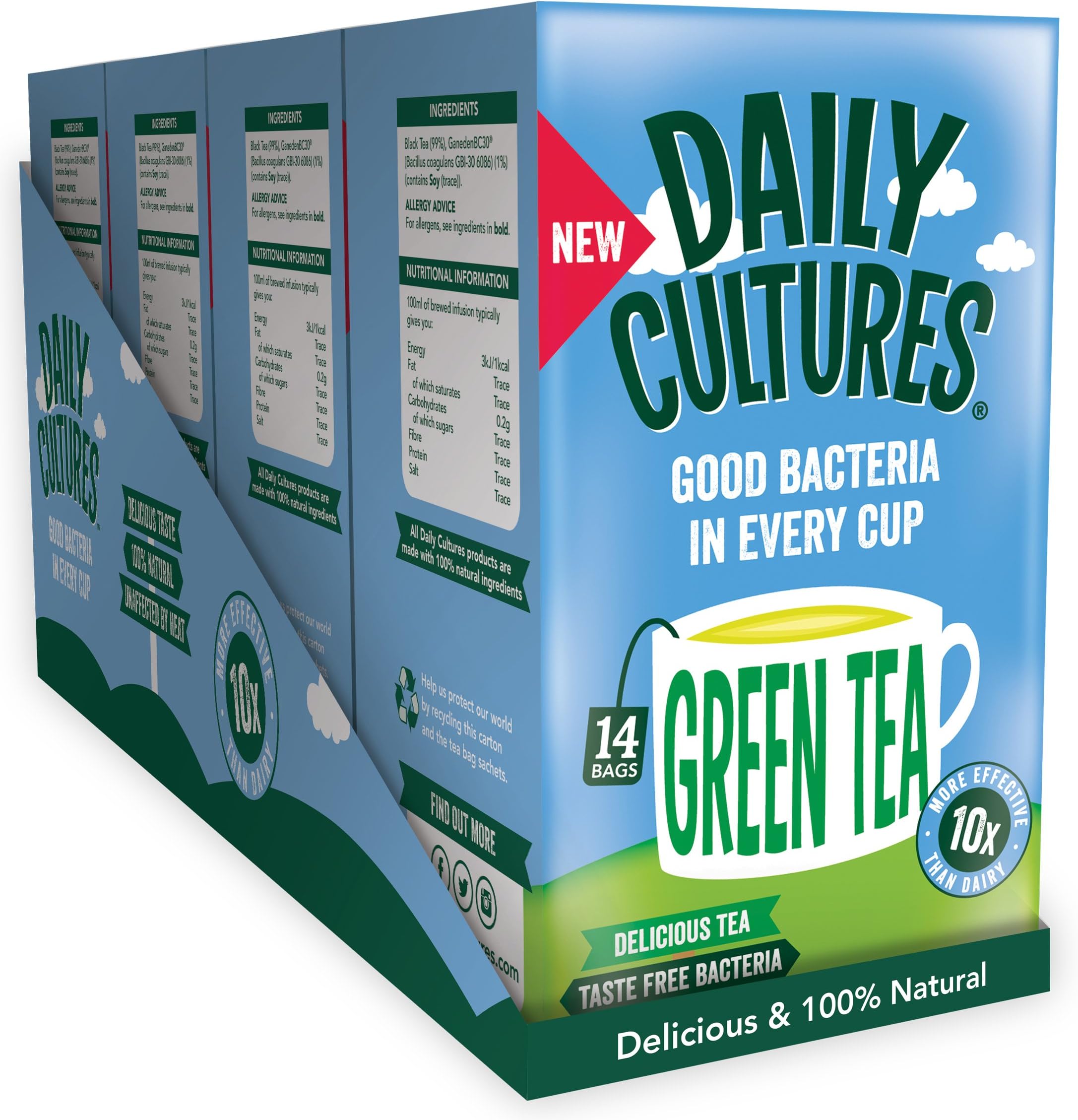 Daily Cultures Green Tea 14 Sachets (Pack of 4)