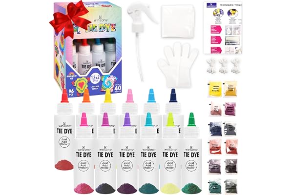 Tie Dye Kit, Tie Dye Set for Kids, 12 Vibrant Colors Pre-Filled Tye Dye Bottles, Non Toxic Permanent Fabric Dye Art Set, Easy
