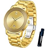 SEENERO Watch Elegant Unisex Waterproof Big Face Quartz with Calendar Diamond Dial Accents Minimalist Business Casual Wrist Watches for Women and Men Stainless Steel Band & Gifts for Men