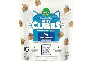 Open Farm, Kitty Cubes, Freeze Dried Raw Cat Treats, Grain-Free, High-Protein Cat Treat with Probiotics, Omega Fatty Acids & Superfoods, Surf & Turf Recipe, 1.5oz Bag