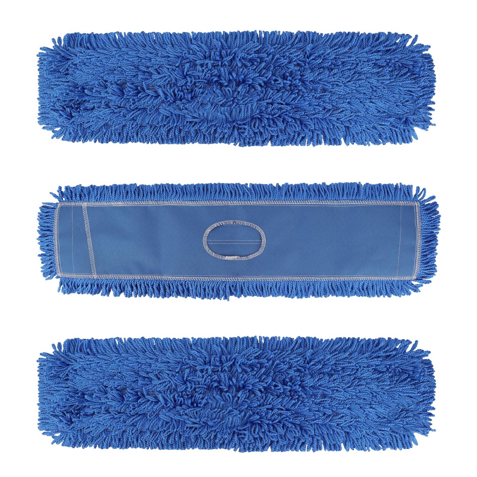 Photo 1 of 36 Inch Dust Mop Head: Replacement Medium Washable Commercial Mop Head Sweeper and Janitorial Replacement Blue (Blue - 36 Inch, 3 Pack)