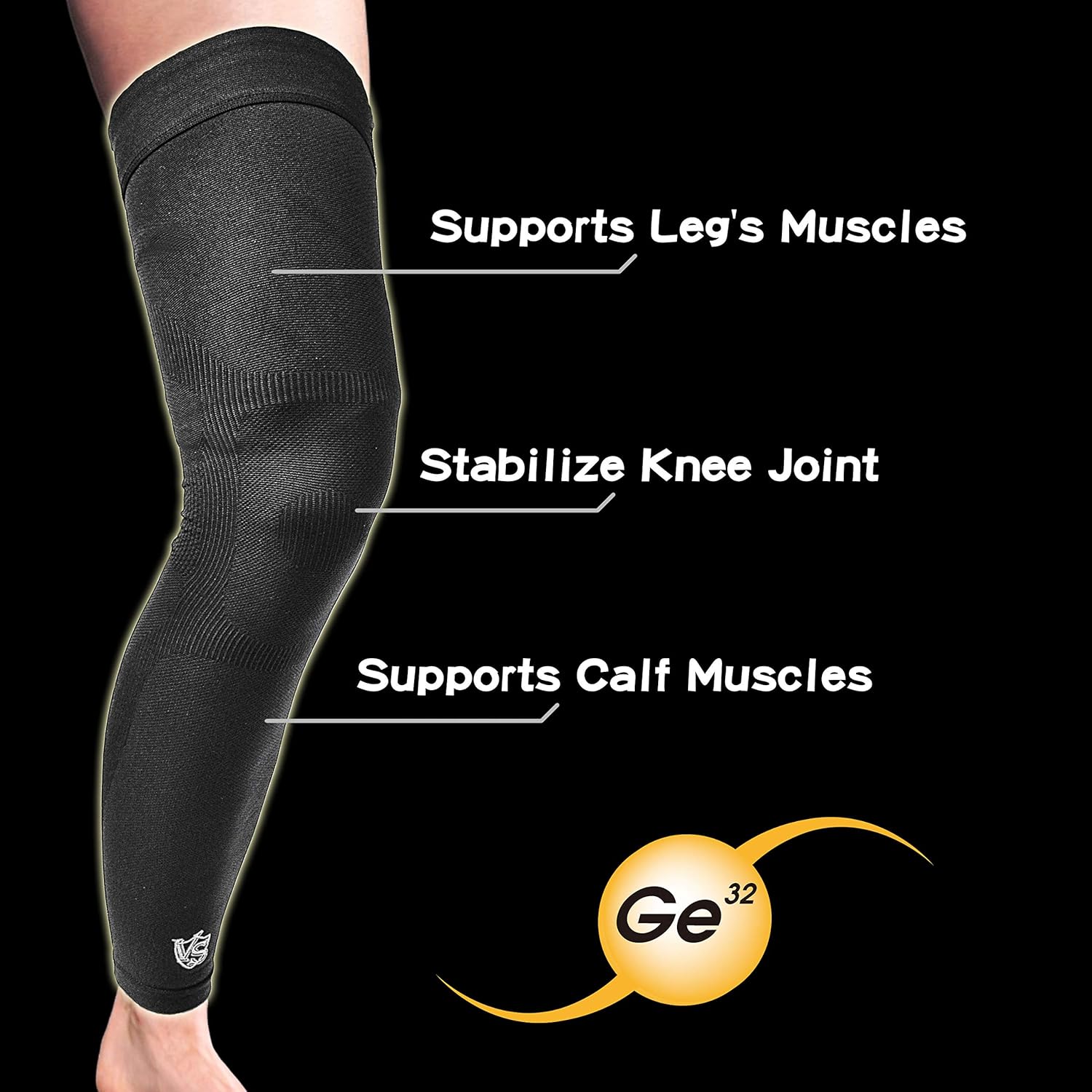 Vital Salveo -Germanium Recovery Compression Sports Full Leg Sleeve Length Thigh Calf Long Knee Sleeve with UV protection Support Single Tight. For Basketball, Arthritis Men and Women (1 PC)-X-Large: Health & Personal Care