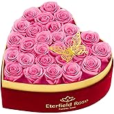 Eterfield 27 Forever Flowers in Heart Shape Box, Valentines Day Preserved Roses That Last Over a Year Preserved Flowers Birthday Gifts for Her Women Mom Wife Anniversary Mothers Day Christmas, Pink