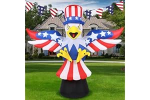 Opemon 6FT Patriotic Eagle 4th of July Inflatable Decoration Independence Day Blow up with Build-in LED Light Décor for Outdoor Indoor Home Garden Yard
