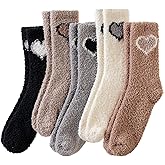 Fuzzy Socks for Womens Warm Fluffy Winter Cozy Thick Plush Slipper Sleep Comfy Crew Christmas Socks 5 Pairs