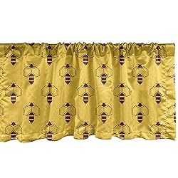 Ambesonne Queen Bee Window Valance, Geometric Honey