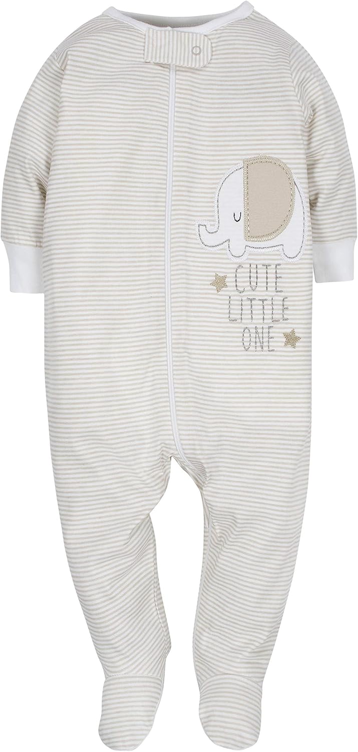 GERBER Baby 4 Pack Sleep N' Play Footie, Clouds/Elephant, 3-6 Months: Clothing