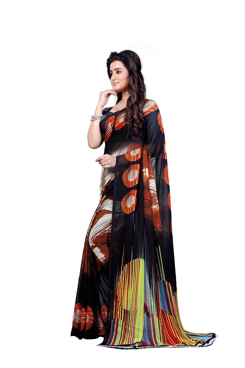 anand sarees georgette saree with blouse piece