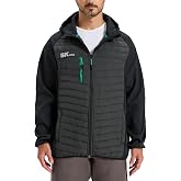 SKPRO Men's Insulated Work Jacket, Quilted Hybrid Work Coat with Hood | Water-Resistant, Abrasion Resistant, Hybrid Insulated, Quilted, Breathable Lightweight Winter Workwear for Work and Outdoor